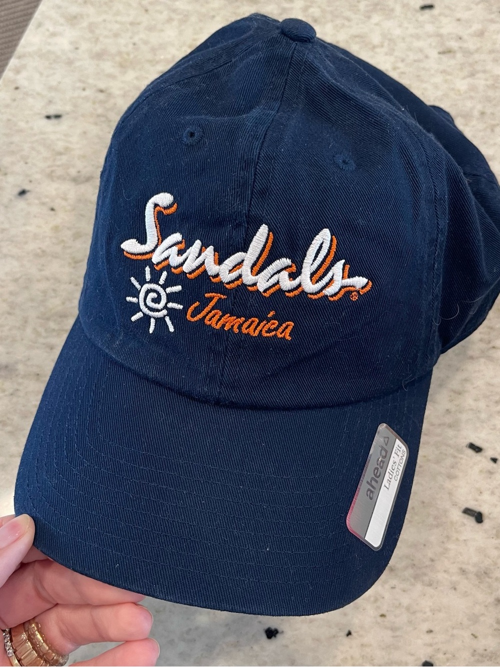 Sandals Jamaica Navy Embroidered Baseball Cap Ladies One Size Cotton Adjustable